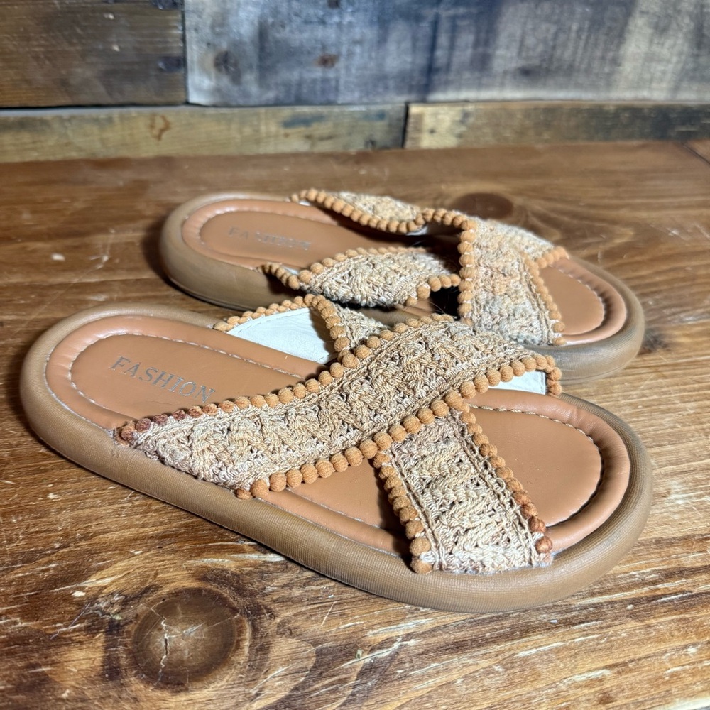 Girls Crochet Sandals Crossover Slides Girls Size‎ 2.5